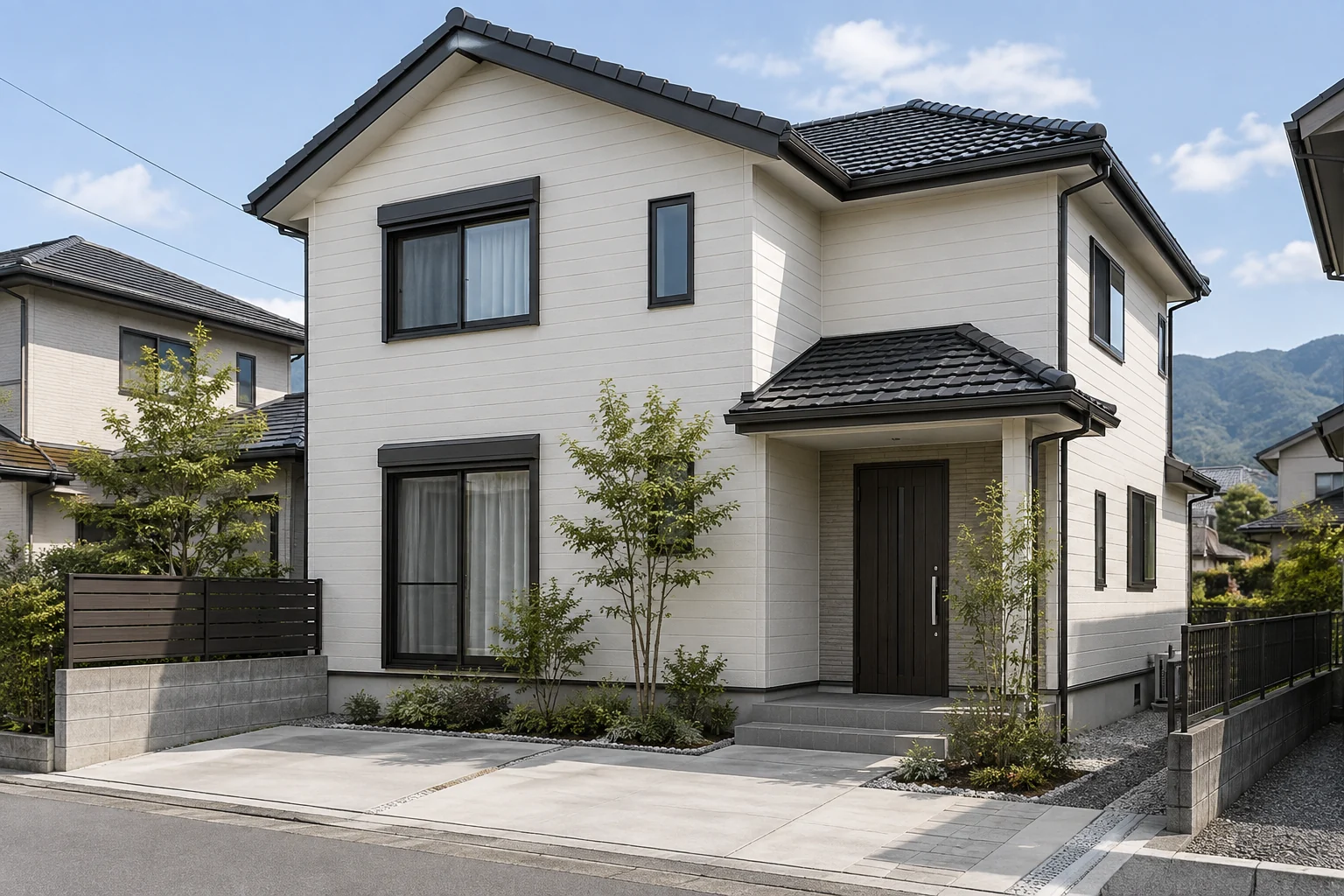 アイボリーで、明るい佇まいに。 AI生成による架空の住宅外観