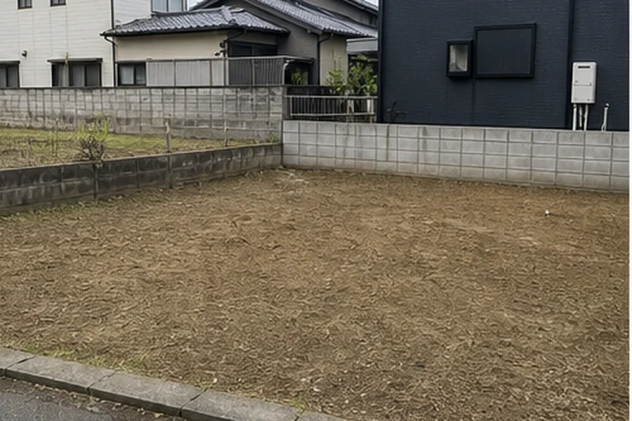 草刈り後に地面が見える空き地