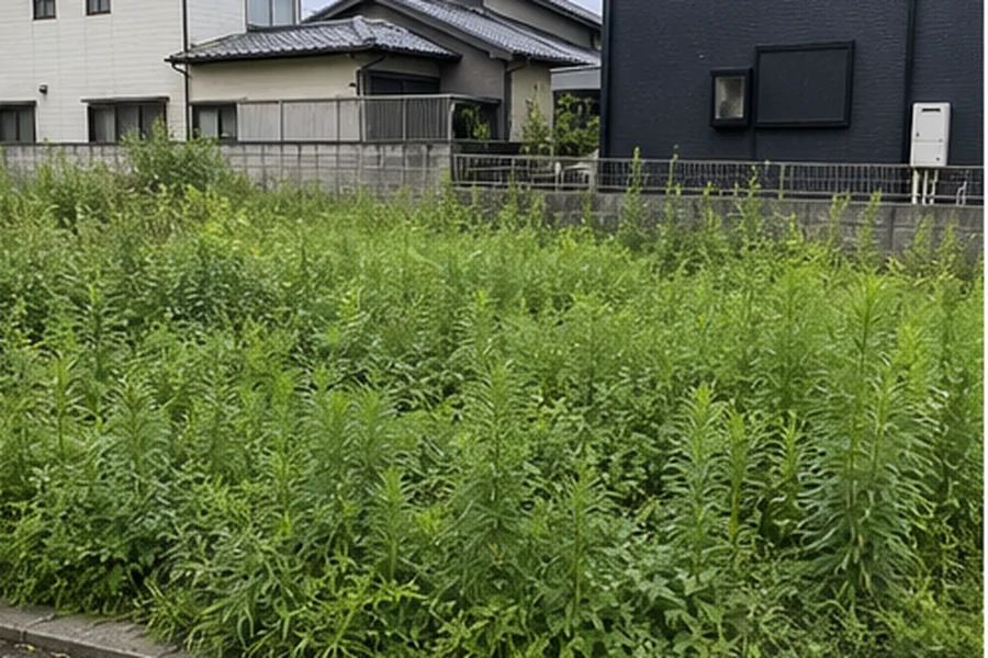 草刈り前の雑草が密生した空き地